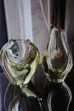 Vintage citrine geel glas vazen Miloslav Klinger c 1960, Antiek en Kunst, Ophalen of Verzenden