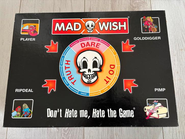 MadWish - Durven, Doen of Waarheid Bordspel, Hobby en Vrije tijd, Gezelschapsspellen | Bordspellen, Gebruikt, Drie of vier spelers