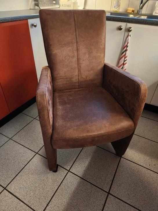 Eetkamerstoelen microleer bruin 4 stuks, Huis en Inrichting, Stoelen, Zo goed als nieuw, Vijf, Zes of meer stoelen, Bruin, Ophalen