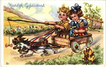 806245 vintage Kinderkaart Hondekar Nette oude kaart beschikbaar voor biedingen