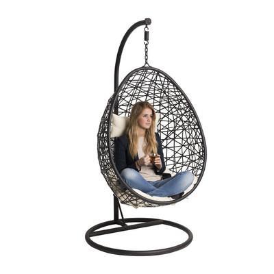Prachtige, zwarte hangstoel / eggchair / eistoel, Huis en Inrichting, Fauteuils, Zo goed als nieuw, Ophalen of Verzenden
