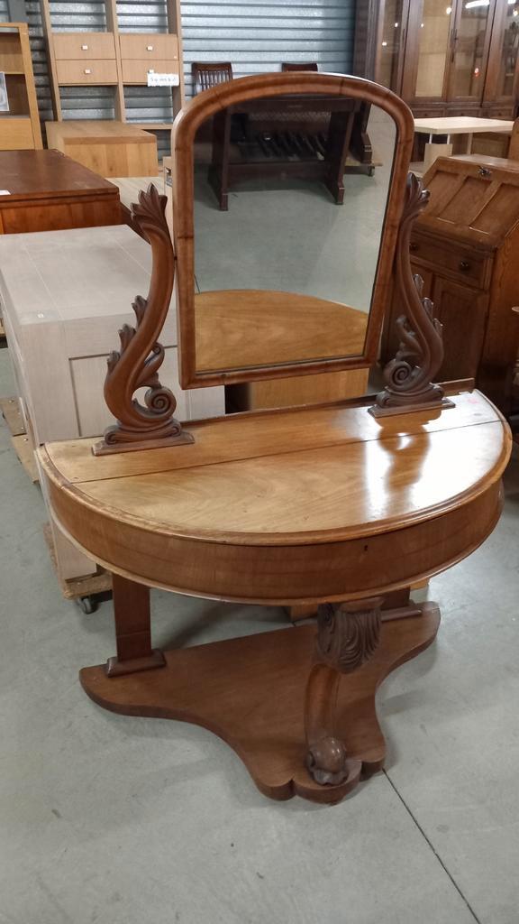 Antieke Houten Kaptafel met Spiegel, Huis en Inrichting, Tafels | Kaptafels, Gebruikt, Minder dan 100 cm, Overige materialen, Ophalen of Verzenden
