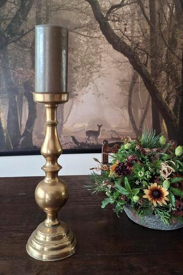 Grote koperen kandelaar ong. 40 cm beschikbaar voor biedingen