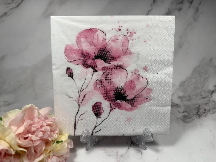 Knutsel servetten roze bloemen decoupage nr M189B, Hobby en Vrije tijd, Knutselen, Nieuw, Materiaal, Ophalen of Verzenden