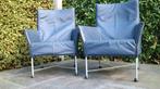 Montis Charly donkerblauwe leren fauteuils., Huis en Inrichting, 50 tot 75 cm, Leer, 75 tot 100 cm, Design fauteuils