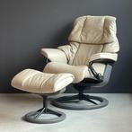 NIEUW: Stressless Reno Medium incl Voetenbank Creme Leer, Huis en Inrichting, Fauteuils, Ophalen, Nieuw, Modern, 50 tot 75 cm