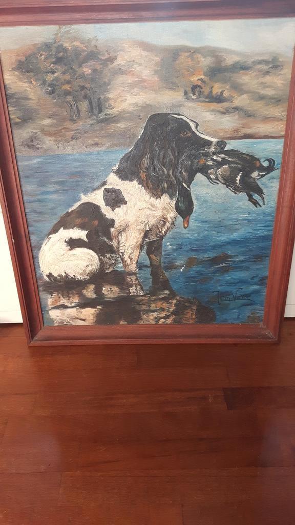 Olieverf Schilderij Jachthond Jean Victor, Antiek en Kunst, Kunst | Schilderijen | Klassiek, Ophalen of Verzenden