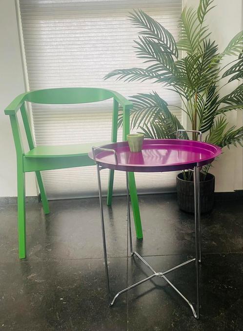 Vintage paarse Haku Möbel tray tafel, Huis en Inrichting, Tafels | Bijzettafels, Zo goed als nieuw, Rond, 45 tot 60 cm, Minder dan 55 cm