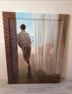 Schilderij Man op Balkon met Zeezicht - 73x93cm, Ophalen, 50 tot 75 cm, Zo goed als nieuw, Schilderij