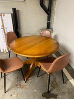 Ronde tafel, vintage (stoelen ook te koop), Ophalen, Gebruikt, Vier personen, 100 tot 150 cm