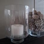 2x grote glazen windlichten kandelaars hotel chic, Ophalen of Verzenden, Zo goed als nieuw, X, X