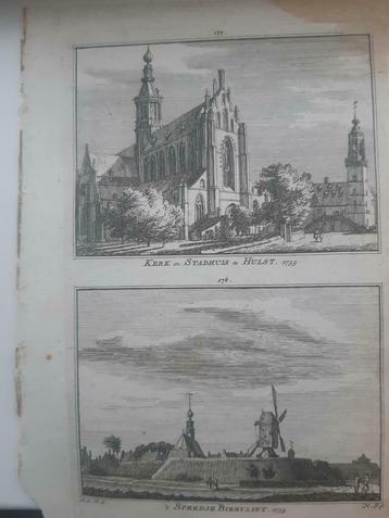 177/178 / stadhuis Hulst en Biervliet    Kopergravure 1792 beschikbaar voor biedingen