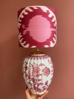 Vintage vaas-lamp met ikat zijden lampenkap diameter 20cm, Ophalen of Verzenden, Nieuw, Stof, Minder dan 50 cm