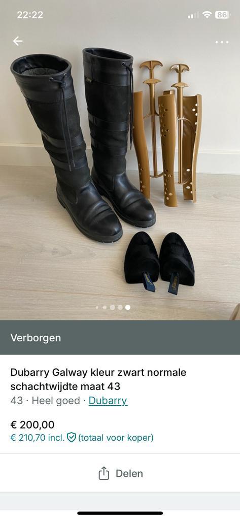 Dubarry Galway kleur zwart normale schachtwijdte maat 43, Kleding | Heren, Schoenen, Zo goed als nieuw, Zwart, Ophalen of Verzenden