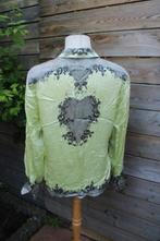 Blouse lime/ zwart Escada mt 42 zijde Vaste prijs, Zwart, Maat 42/44 (L), Escada, Ophalen of Verzenden