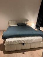 Gestofeerd bed met opbergruimte 140x200 + matrass, Ophalen, Tweepersoons, 140 cm, Zo goed als nieuw