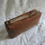 Oude leren bruine vintage lederen etui, Antiek en Kunst, Ophalen of Verzenden
