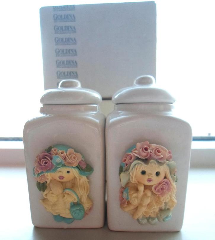 2 Kruidenpotjes.Goldina Collection. Nieuw in doos., Huis en Inrichting, Keuken | Servies, Nieuw, Kop(pen) en/of Schotel(s), Overige stijlen