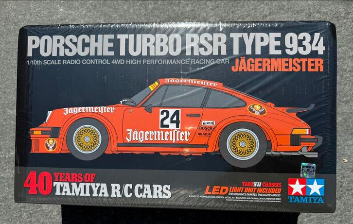 Tamiya Porsche Turbo RSR Type 934 Jagermeister NIB 84431, Hobby en Vrije tijd, Modelbouw | Radiografisch | Auto's, Nieuw, Elektro