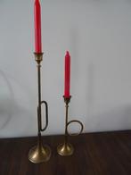 Trompet kandelaars messing kaarsenkandelaar Trumpet Horn, Ophalen of Verzenden, Zo goed als nieuw, Kandelaar, 25 tot 50 cm