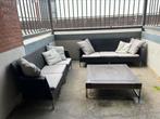 Ruime 2‑delige lounge tuinset – sofa’s + houten salontafel, Ophalen, Gebruikt, Hout