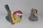 Kerst Vogel & Kat, Beeldjes, Ophalen of Verzenden, Gebruikt
