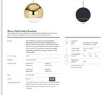 Tom Dixon MBA07GEU.01 Gold Pendant Fitting E27 28w Halogen B, Ophalen of Verzenden, Nieuw, Minder dan 50 cm