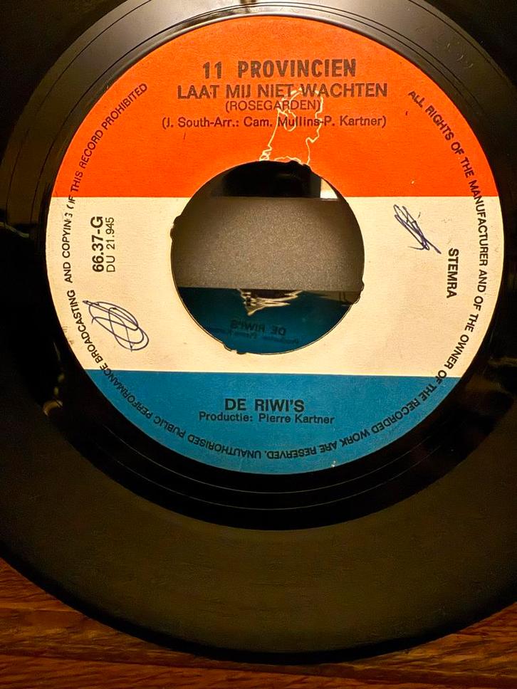 De Riwi's - 11 Provincien Single, Cd's en Dvd's, Vinyl Singles, Gebruikt, Single, Nederlandstalig, 7 inch, Ophalen of Verzenden