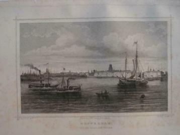 66/ Rotterdam uit de Maaslaan gezien staalgravure 1860 beschikbaar voor biedingen