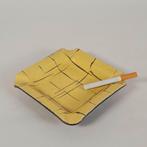 Vintage asbak - keramiek 50's 60's - geel vierkant retro, Verzamelen, Retro, Ophalen of Verzenden, Huis en Inrichting