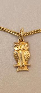 Goud double ketting met uiltje, Ophalen of Verzenden, Zo goed als nieuw, Goud, Overige materialen