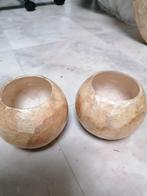 2 Schelpen waxinelichthouder, Huis en Inrichting, Woonaccessoires | Kandelaars en Kaarsen, Ophalen, Overige materialen, Overige kleuren