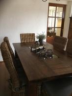Eettafel en zes rotan stoelen, Huis en Inrichting, Complete eetkamers, 4 tot 6 stoelen, Gebruikt, Ophalen