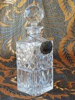 Oude Engels whiskykaraf van kristal met label van zilver., Antiek en Kunst, Antiek | Glas en Kristal, Ophalen of Verzenden