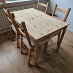 Ikea houten eettafel met 4 stoelen en 4 kussens, Ophalen
