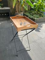 Mangohouten dienblad Butletray met zwart metalen onderstel, Ophalen, Zo goed als nieuw, Rechthoekig, Hout