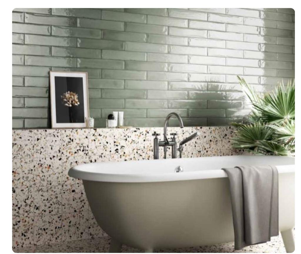 Tegel Faetano Frammenti Verde 7.5x40 cm Decor Glanzend Vlak, Doe-het-zelf en Verbouw, Tegels, Ophalen