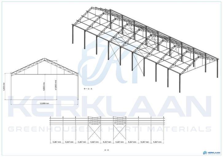 Complete staalconstructie 491 m² | 12.80m x 38.40m, Doe-het-zelf en Verbouw, Metalen, Gebruikt, IJzer, Ophalen of Verzenden