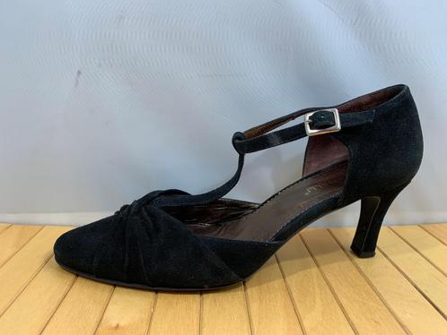 Jacobelli. Maat 41. Zwart suède T-strap schoenen., Kleding | Dames, Schoenen, Zo goed als nieuw, Schoenen met hoge hakken, Zwart