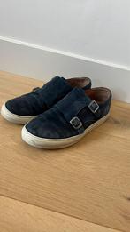 Manfield suede gympen met dubbele gesp, Manfield, Blauw, Ophalen of Verzenden, Gespschoenen