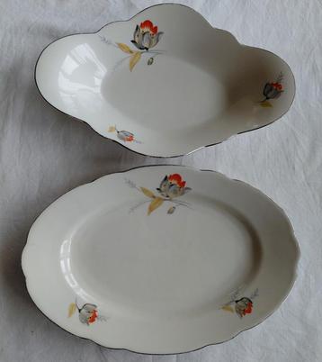 Meissen creme schaaltjes rode gele tulp magnolia zilveren beschikbaar voor biedingen