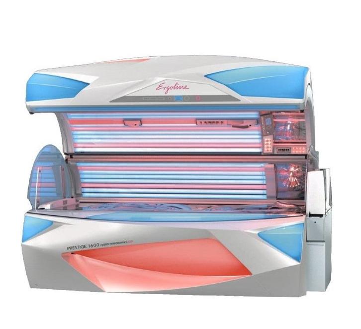 Ergoline Prestige 1600 Occasion, Witgoed en Apparatuur, Zonnebanken en Gezichtsbruiners, Gebruikt, Zonnebank enkelzijdig, 10 tot 15 lampen
