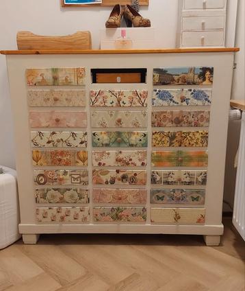 Ladekast decoupage schoolkast beschikbaar voor biedingen
