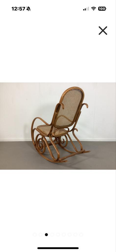 Antieke Schommelstoel met Gevlochten Zitting en Rugleuning, Antiek en Kunst, Antiek | Meubels | Stoelen en Banken, Ophalen