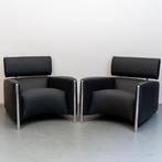 2x Leolux Oblomov fauteuils zwart leder - in nieuwstaat