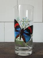 vintage glas 60 limonade longdrinkglas plant vlinder france, Ophalen