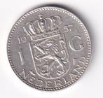 1 Gulden 1957 met deukje in de rand, Postzegels en Munten, Munten | Nederland, 1 gulden, Koningin Juliana, Verzenden, Zilver