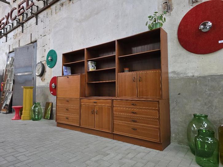 XL Formule Wandmeubel Teak | Vintage Grote Modulaire Kast, Huis en Inrichting, Kasten | Wandmeubels, Gebruikt, 150 tot 200 cm