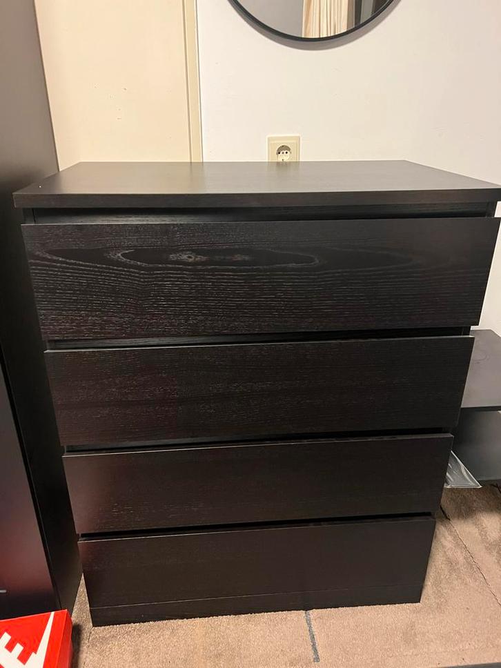 MALM ladekast - zwartbruin - 80x100 cm, Huis en Inrichting, Kasten | Dressoirs, Gebruikt, 50 tot 100 cm, 25 tot 50 cm, Met lade(s)