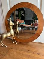 Vintage XL Deens Teakhout Rond Gang-Wand-Passpiegel 60’s, Huis en Inrichting, Woonaccessoires | Spiegels, Ophalen, Zo goed als nieuw